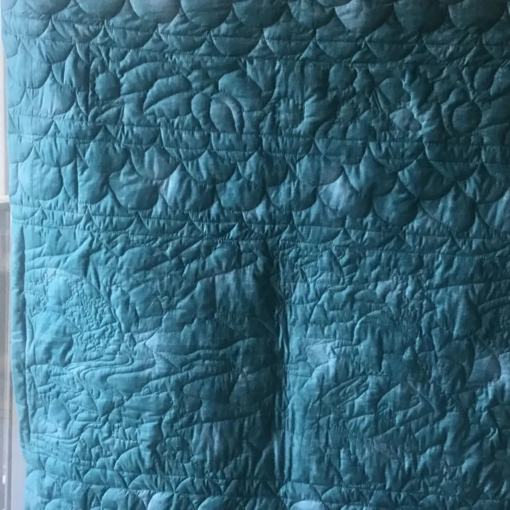 Hand Crafted Turquoise & Gold Quilt